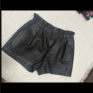 BCBGMaxAzria High Waist Black Leather Shorts